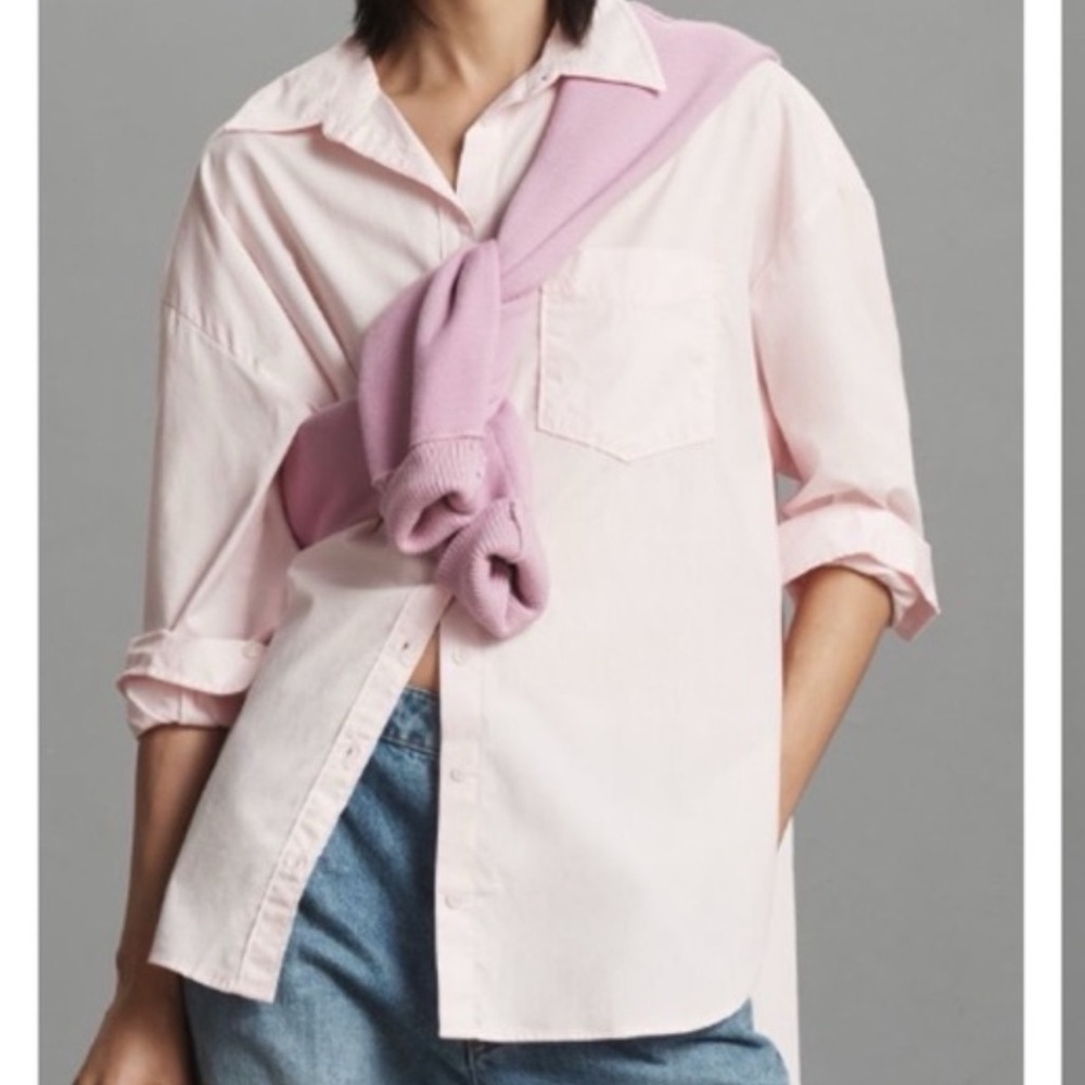 Anthropologie Bennet Button Down Shirt by Maeve Pink SIZE SMALL NEW